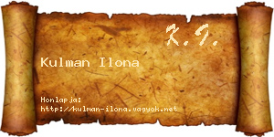 Kulman Ilona névjegykártya